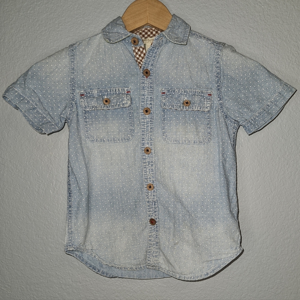 Matilda Jane X Joanna Gaines Home For Dinner Boys Button Down Shirt Size 4